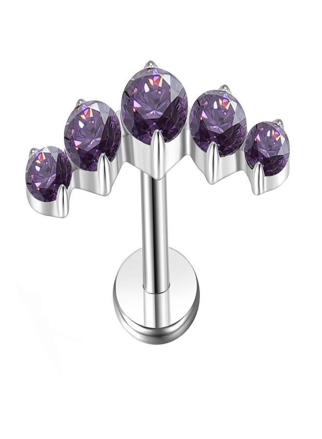 TOMIDES G23 Titanium Flat Back Earrings Studs 18g 16g F136 Implant Grade Titanium Labrets Press Fit Threadless Push In Dainty Cartilage Helix Conch Lobe Lip Tragus Piercing Jewelry (16G Purple) - Image 1